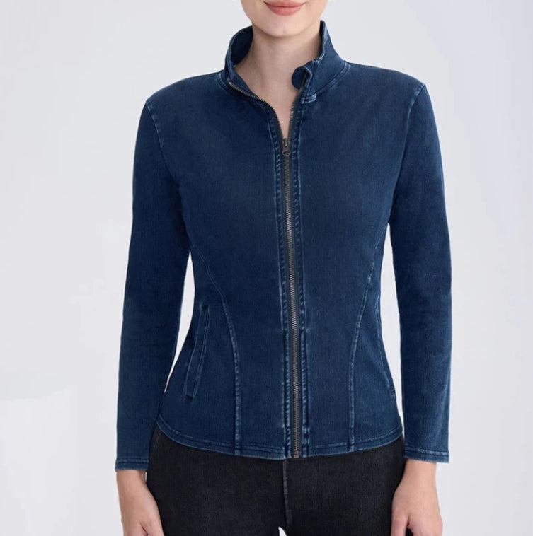 Denim zip yoga jacket
