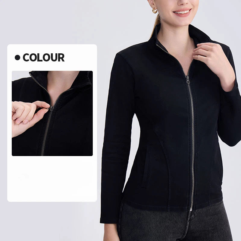 Denim zip yoga jacket