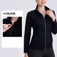 Denim zip yoga jacket