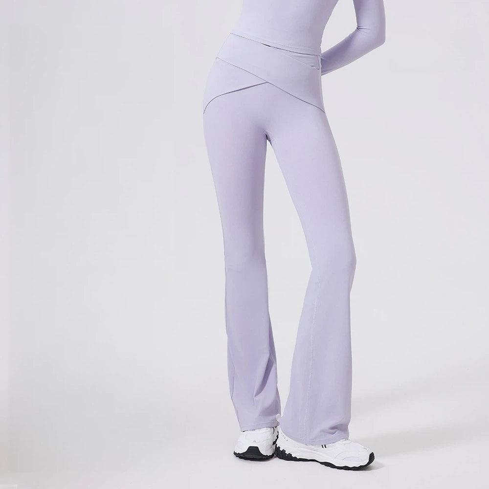 Nude tummy tucking high stretch sweatpants yoga bell bottoms
