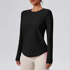 Nude spring and autumn round neck fitness yoga long sleeves