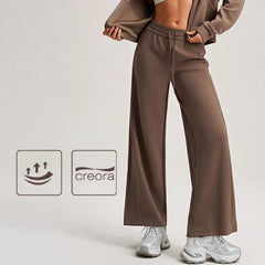 Drawstring straight high-rise versatile loose casual wide-leg pants