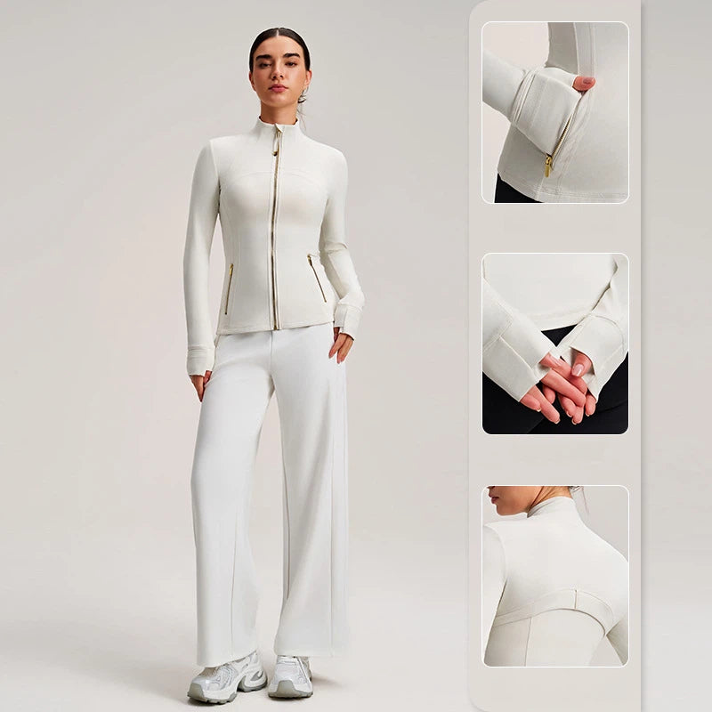 Slimming down the waist with a stand-up collar running sports jacket