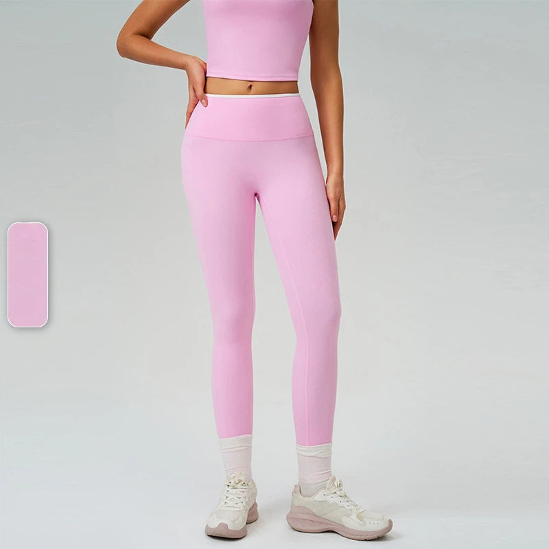 High-rise contrast quick-drying running fitness cycling sports leggings