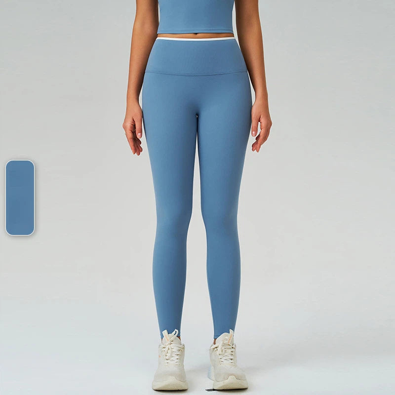 High-rise contrast quick-drying running fitness cycling sports leggings