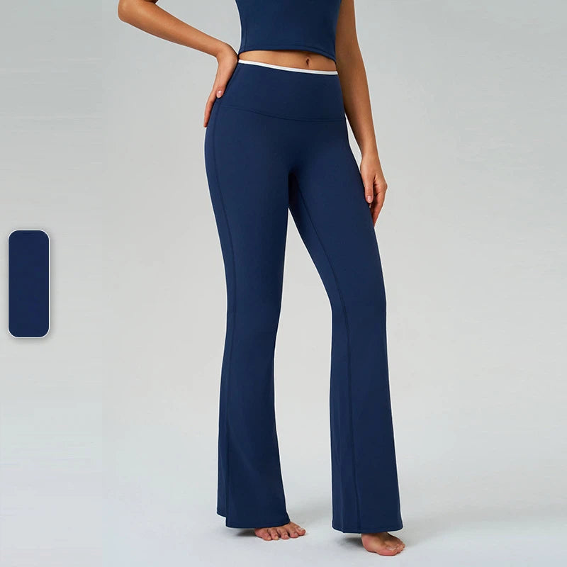 Contrasting high-waisted quick-drying running fitness bootcut pants