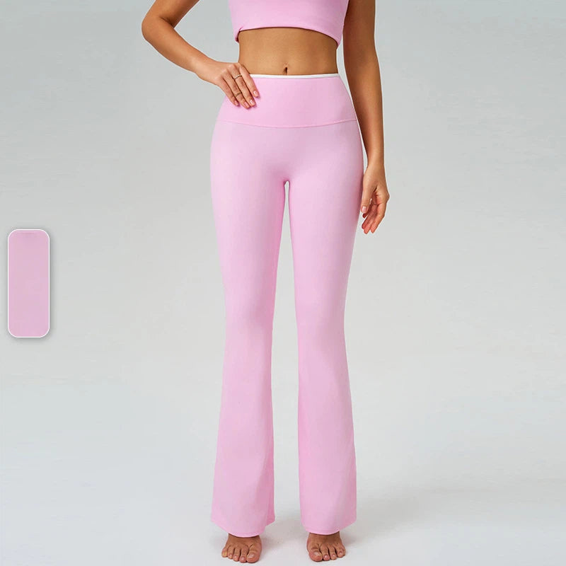 Contrasting high-waisted quick-drying running fitness bootcut pants