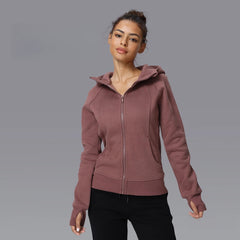 Autumn and winter new fleece hooded sports fitness long-sleeved jacket