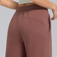 Autumn and winter high-waisted commuting versatility fleece sports wide-leg pants
