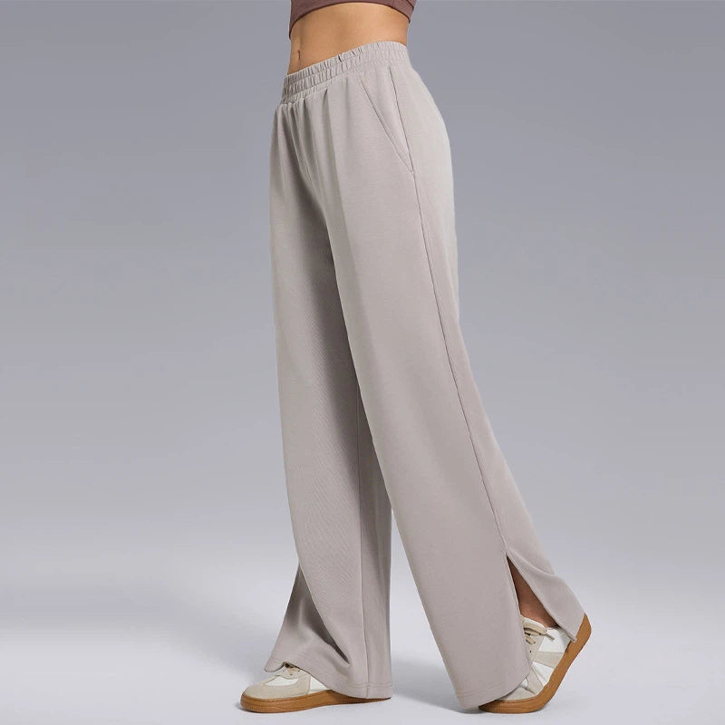 High-end lazy loose loose drape slit straight-leg pants