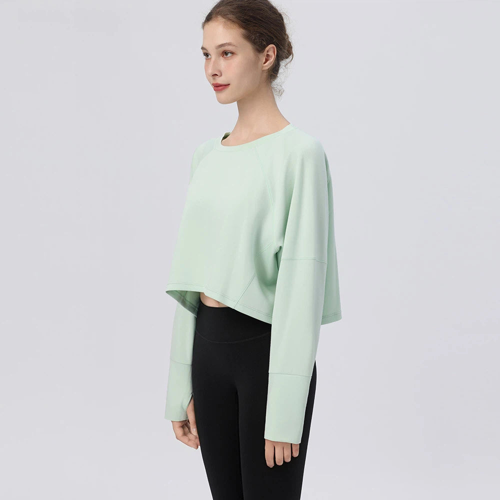 Loose crew neck gym top cover-up