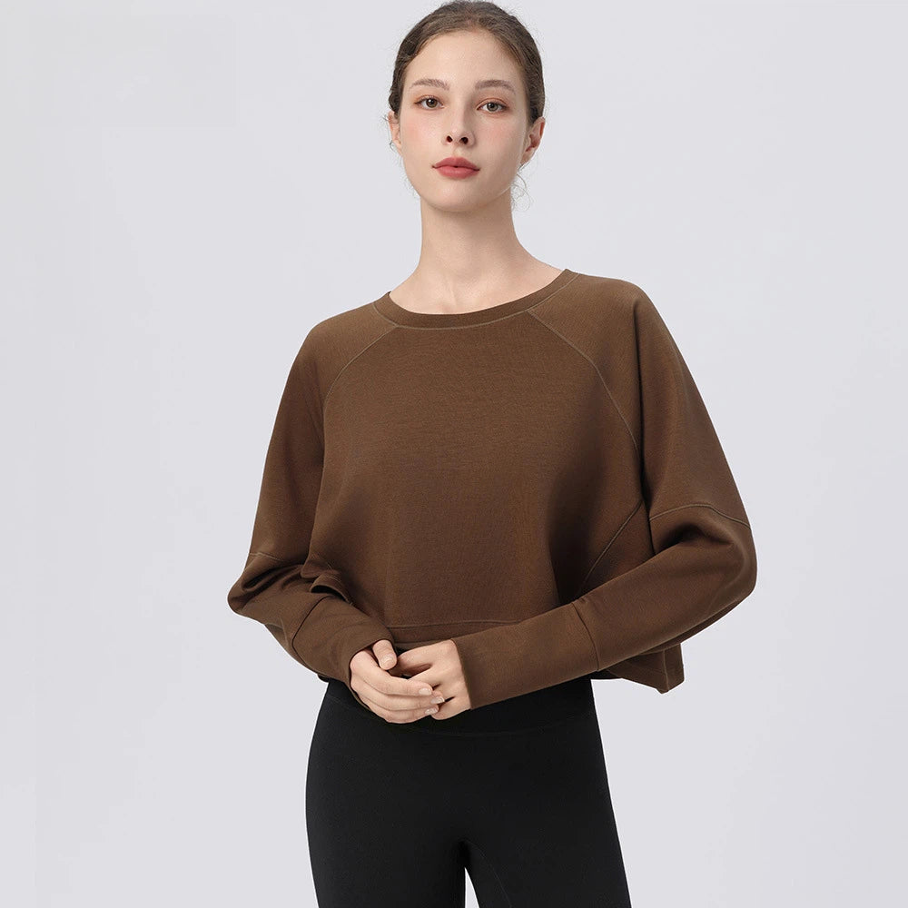 Loose crew neck gym top cover-up