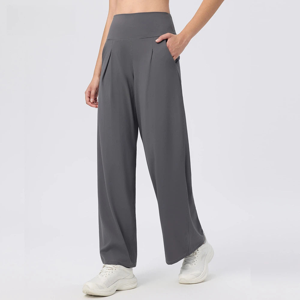 Cloud-felt loose wide-leg high-waisted trousers