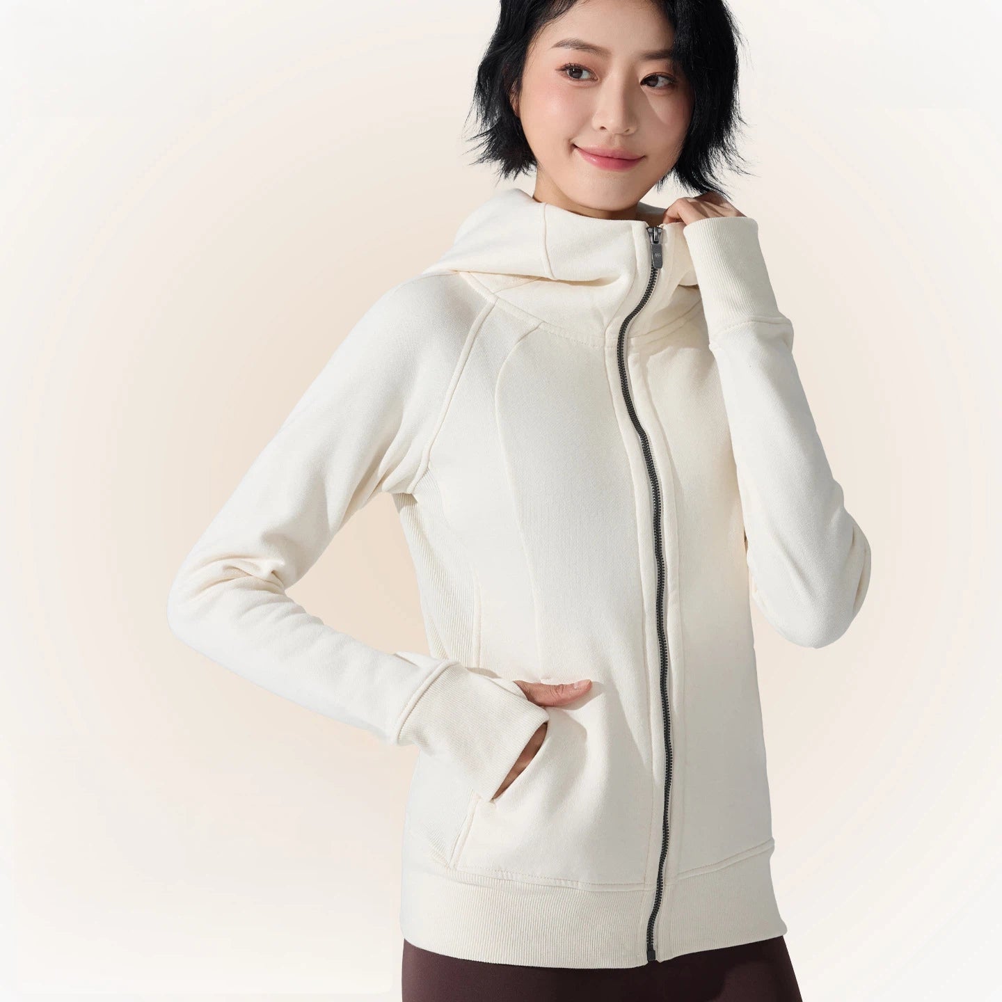 New thickened warm hooded turtleneck gym jacket