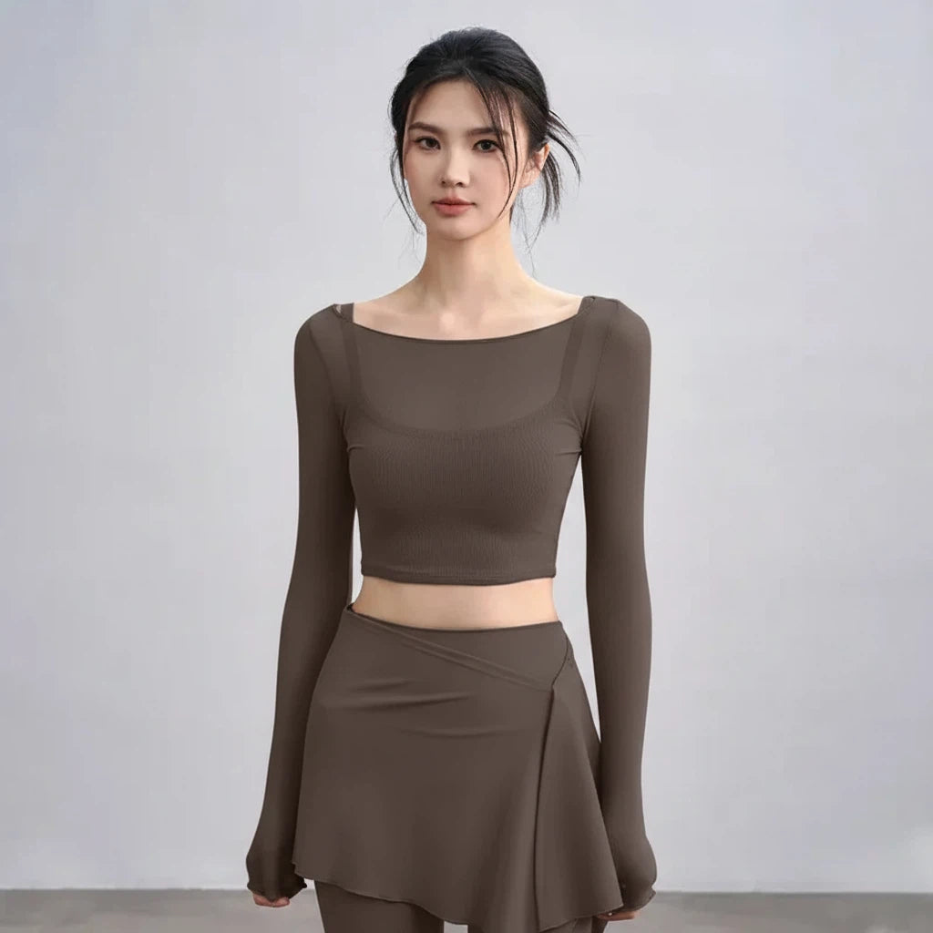 Fake two-piece mesh sports T-shirt