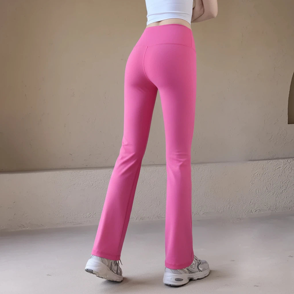 Nude hip lifting and slightly flared yoga pants