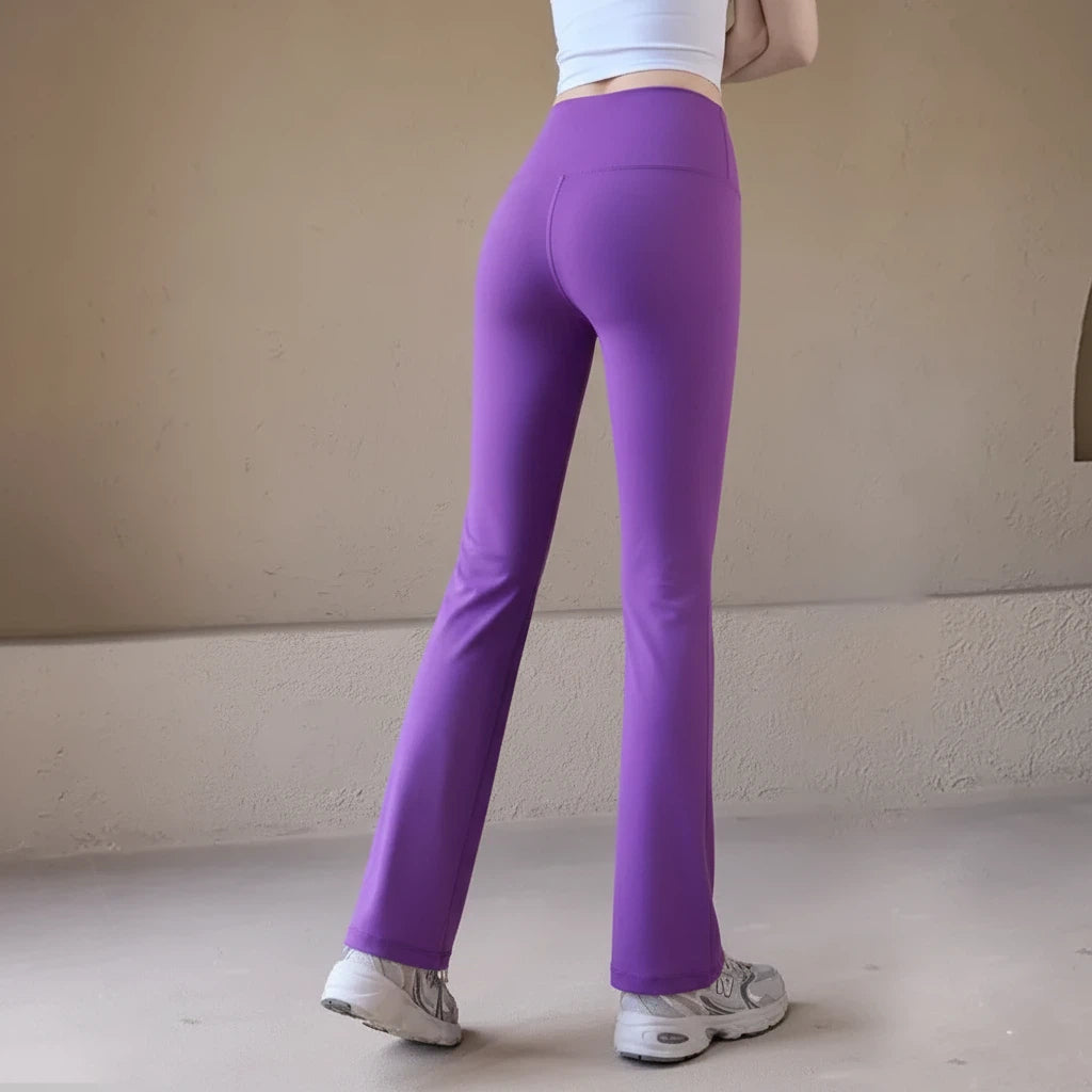 Nude hip lifting and slightly flared yoga pants