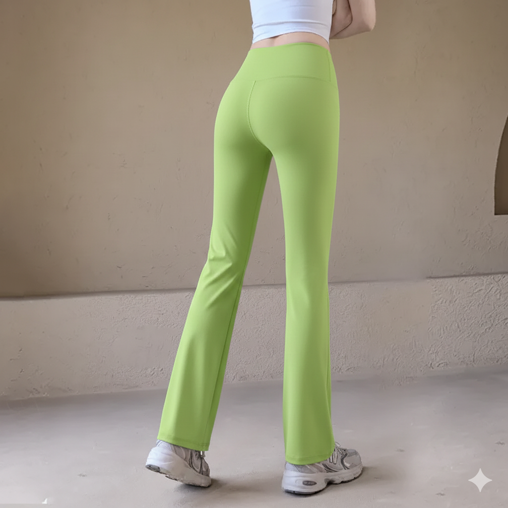 Nude hip lifting and slightly flared yoga pants