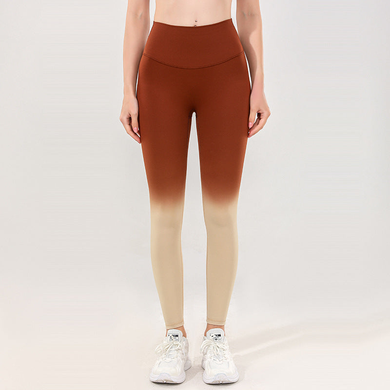 High-waisted stretch ombre yoga skinny trousers