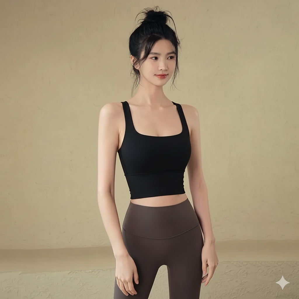 Shockproof gathering beautiful back sports bra