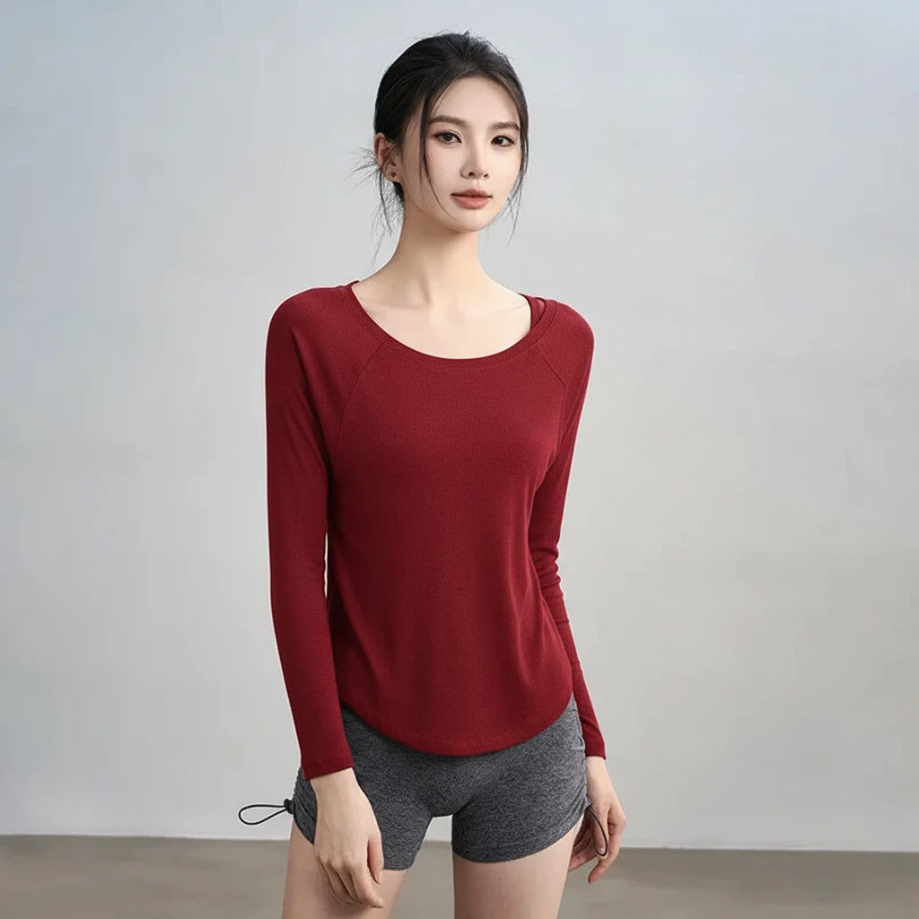 Off-the-shoulder loose yoga top