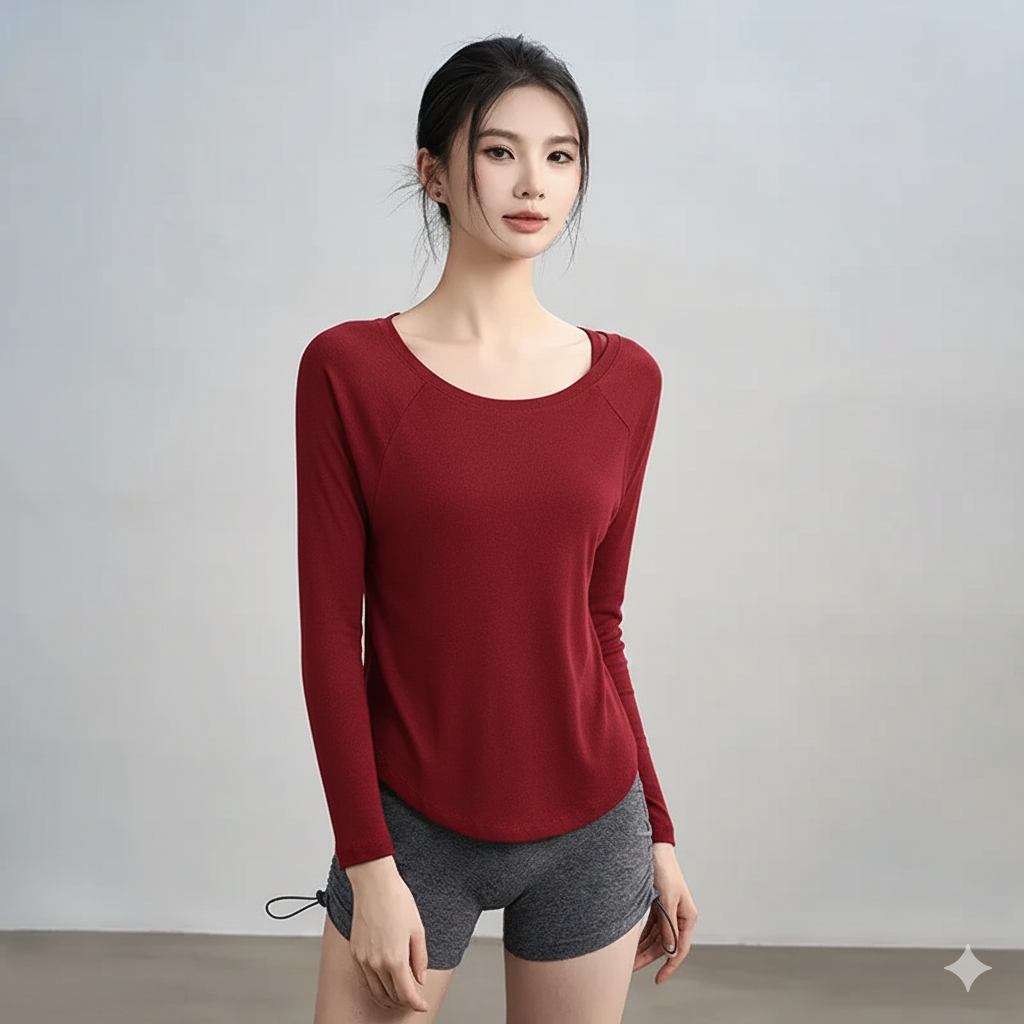 Off-the-shoulder loose yoga top