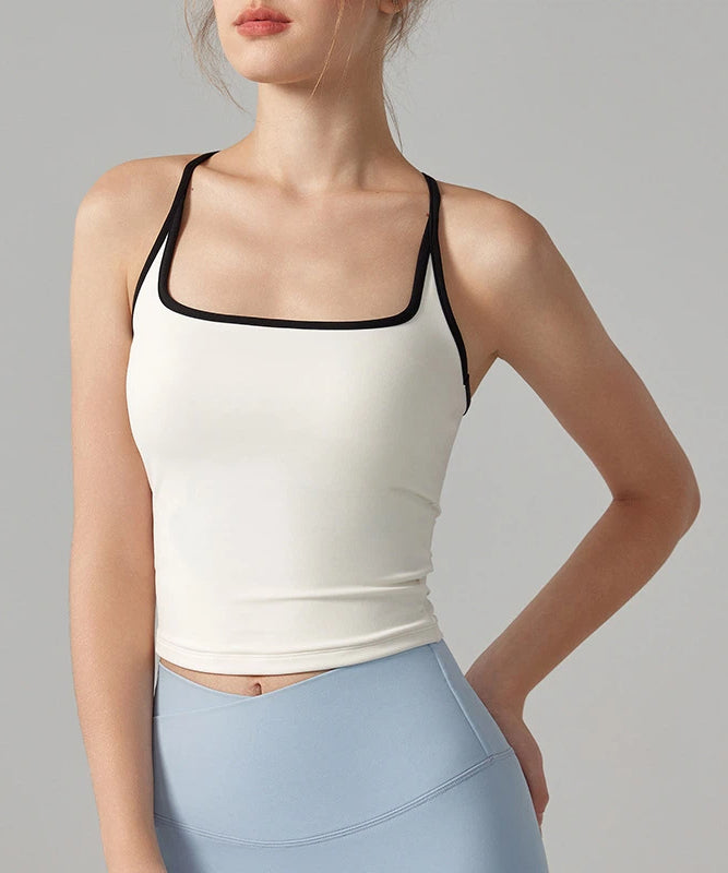 Contrasting color versatile nude fixed cup yoga shockproof sports vest
