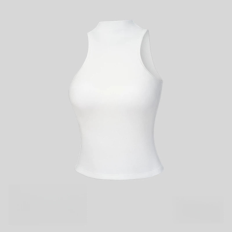 Lightweight stretch turtleneck sleeveless vest with chest pad