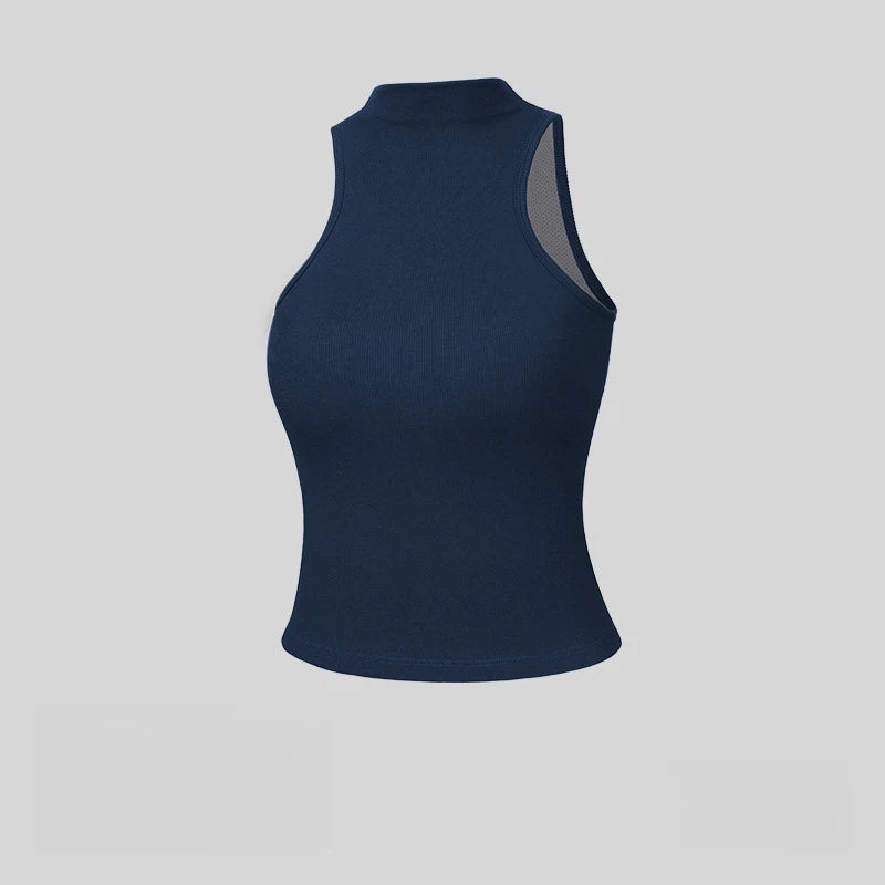 Lightweight stretch turtleneck sleeveless vest with chest pad