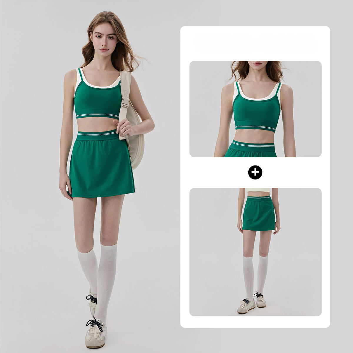 Cooling Contrast Tennis Tank Top Set Anti Exposure