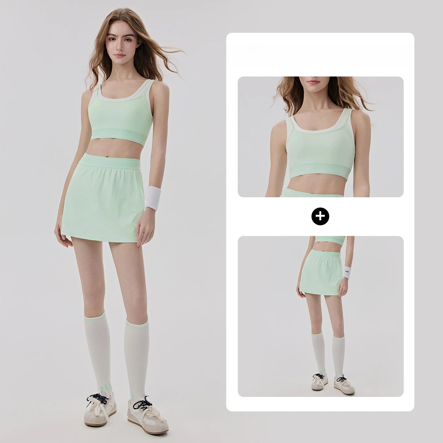 Cooling Contrast Tennis Tank Top Set Anti Exposure