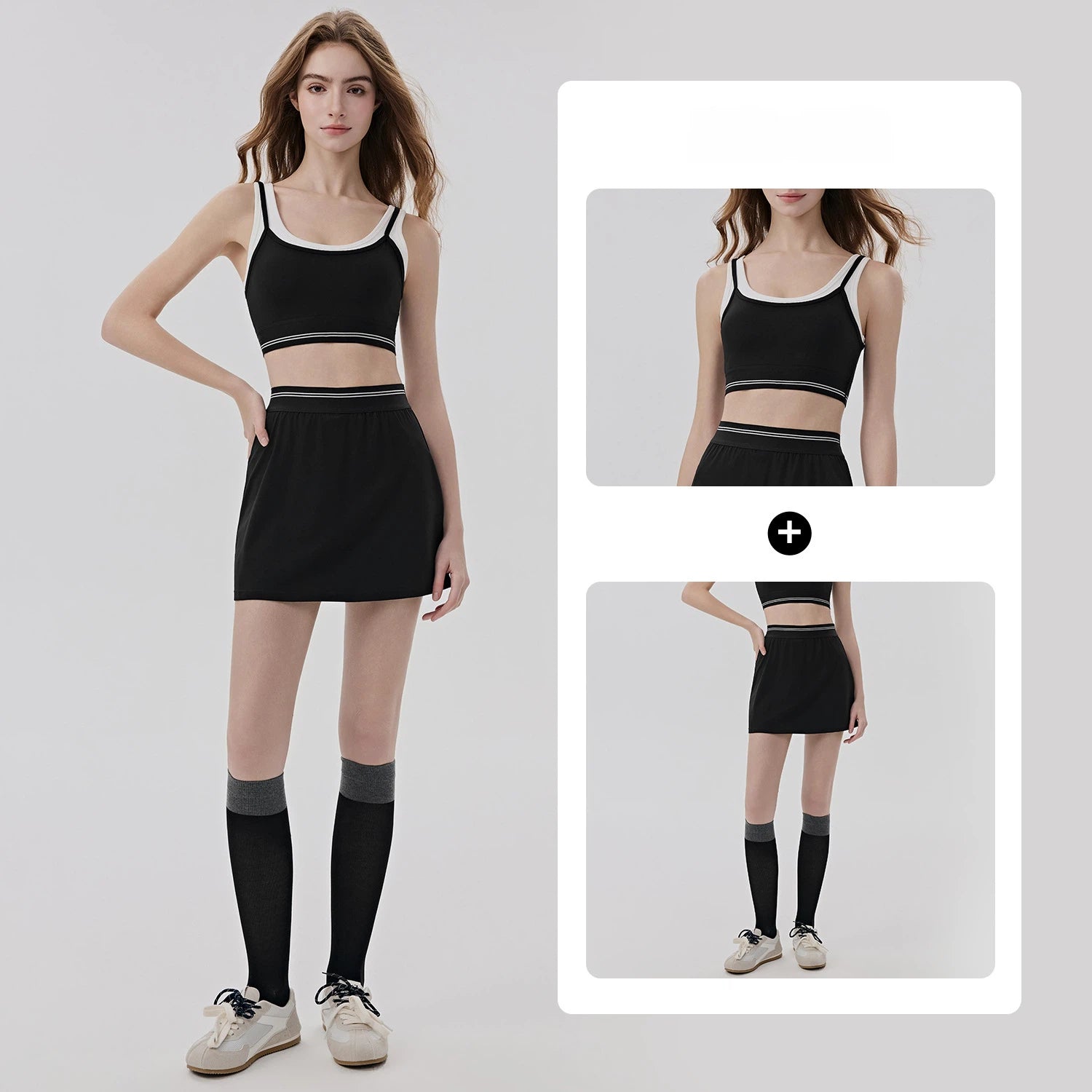 Cooling Contrast Tennis Tank Top Set Anti Exposure