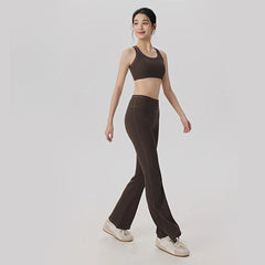 Contrast ribbed high-waisted yoga suit set