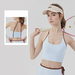 Contrast Binding Pilates Tank Top with Built-in Bra Padded Strappy Back Yoga Fitness Vest