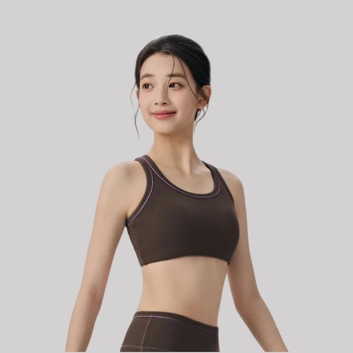Contrast ribbed high-waisted yoga suit set