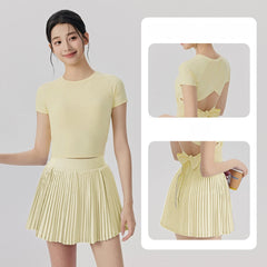 Back cut-out strap yoga tennis set