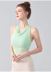 Tie-dye printed swing neck halterneck sports vest