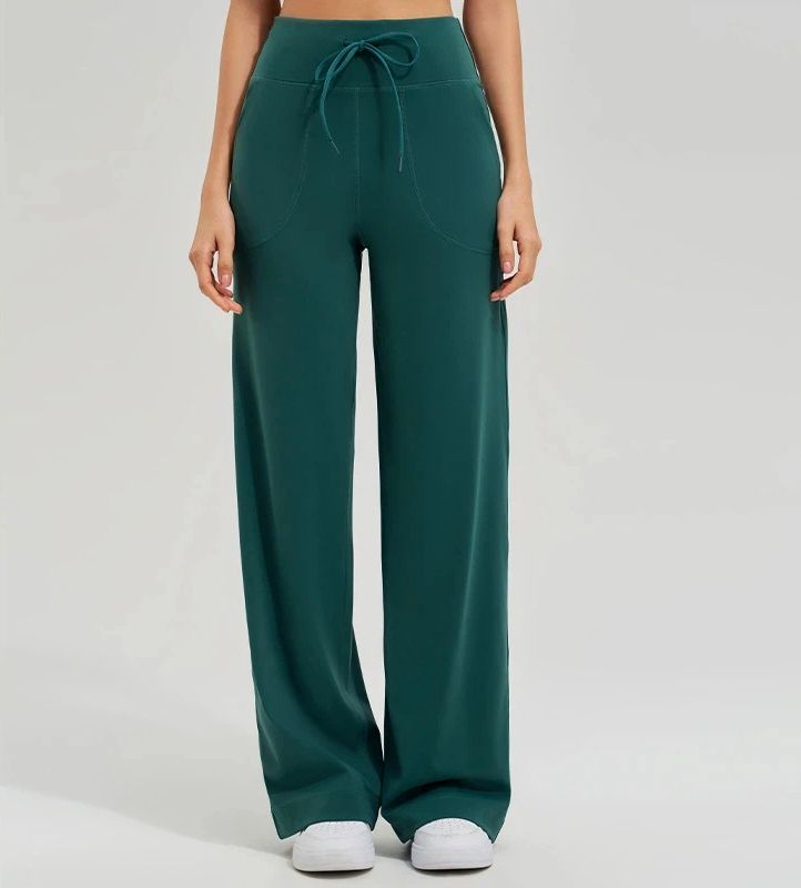 High-waisted elasticated quick-drying loose wide-leg trousers