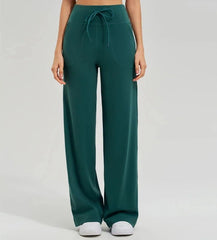 High-waisted elasticated quick-drying loose wide-leg trousers