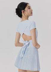 Back cut-out strap yoga tennis set
