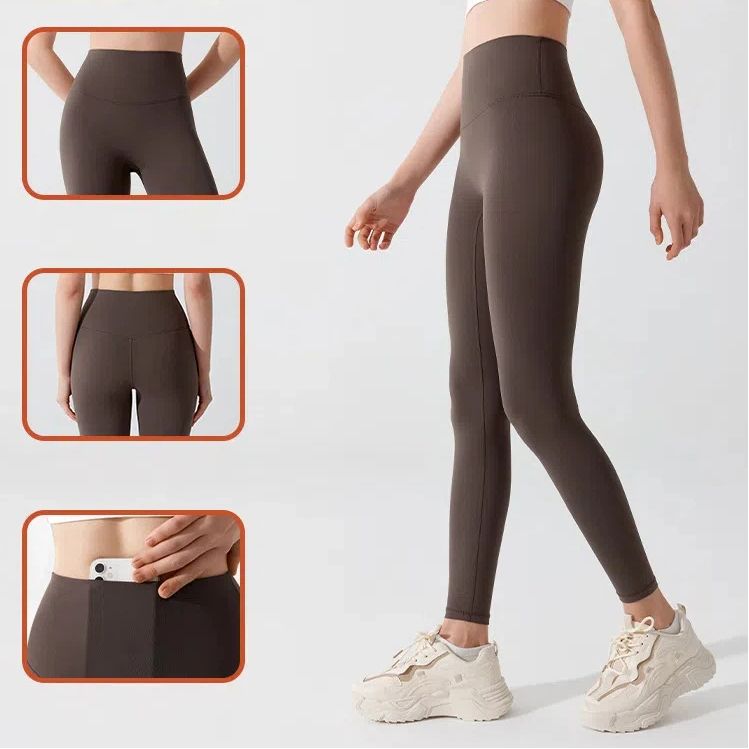 High-waisted buttocks lifting, Nude skinny antibacterial sports fitness tight pants