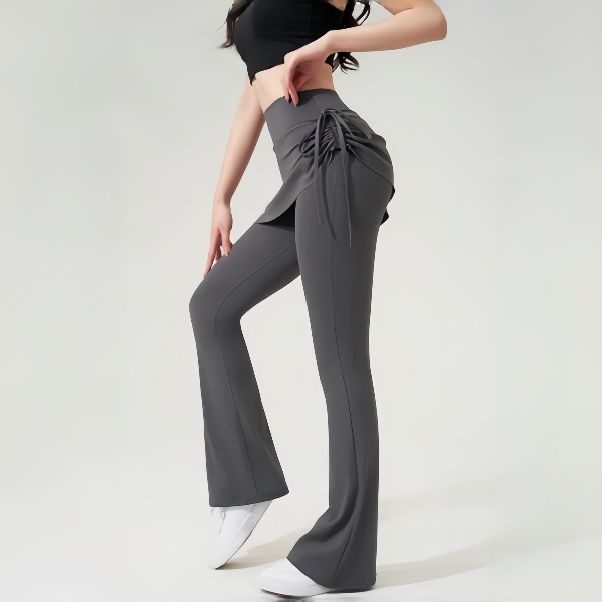 High-waisted hip lift side drawstring athleisure fitness yoga leggings