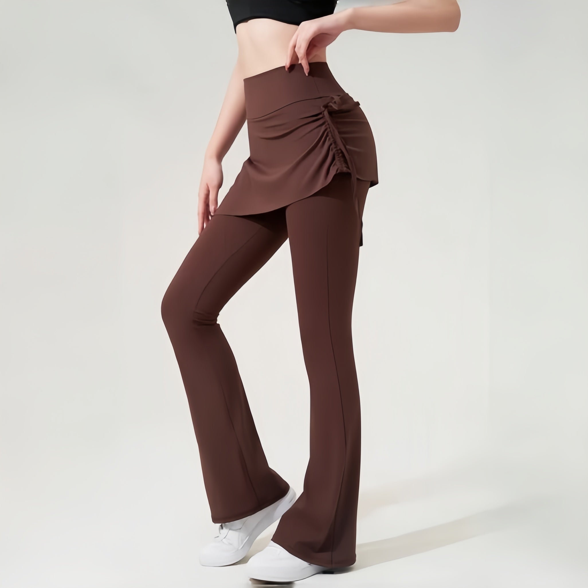 High-waisted hip lift side drawstring athleisure fitness yoga leggings