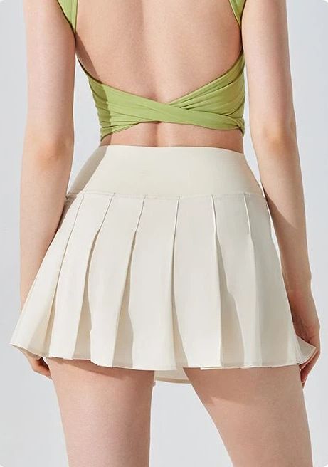 Fake two-piece anti-glare pleated skirt