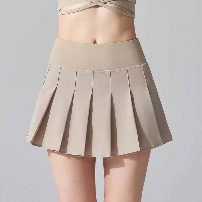 Fake two-piece anti-glare pleated skirt