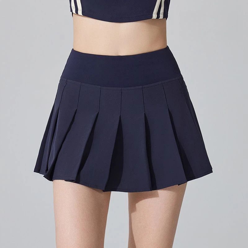 Fake two-piece anti-glare pleated skirt