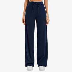 High-waisted elasticated quick-drying loose wide-leg trousers