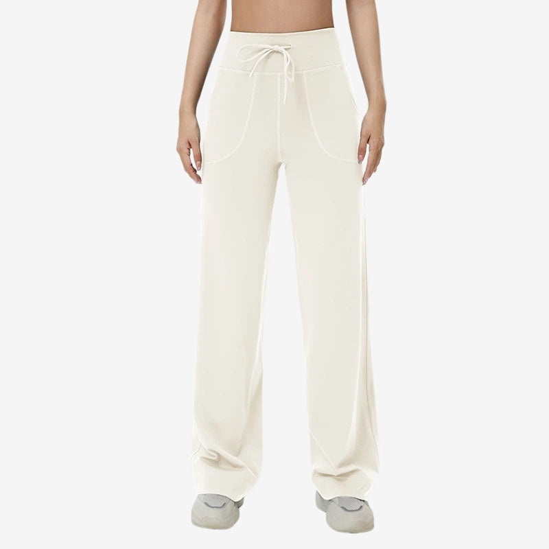 High-waisted elasticated quick-drying loose wide-leg trousers