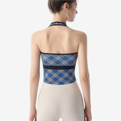 Houndstooth shockproof halterneck beautiful back suspender