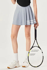 Classic striped paneled quick-drying, Anti-shine sports pleated skirt